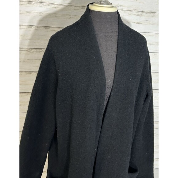 Jenni Kayne Wool Yak Knit Open Front Sweater Coat Cardigan POCKETS Black SMALL - Picture 2 of 14
